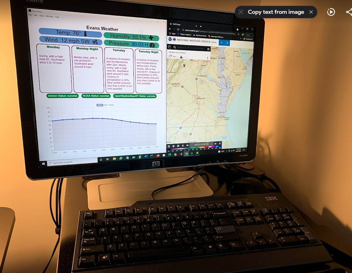 Computer with weather station on it